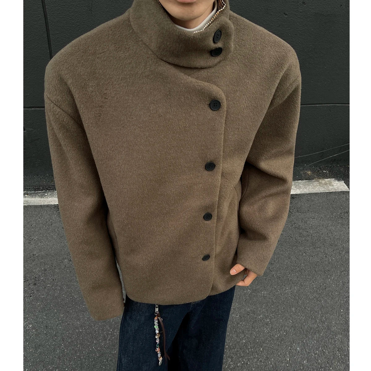 Winter woolen jacket men Caot Warm windproof 2025 New Style Fashionally Slim-Fitting Short Jacket Coat Individuality stand-up