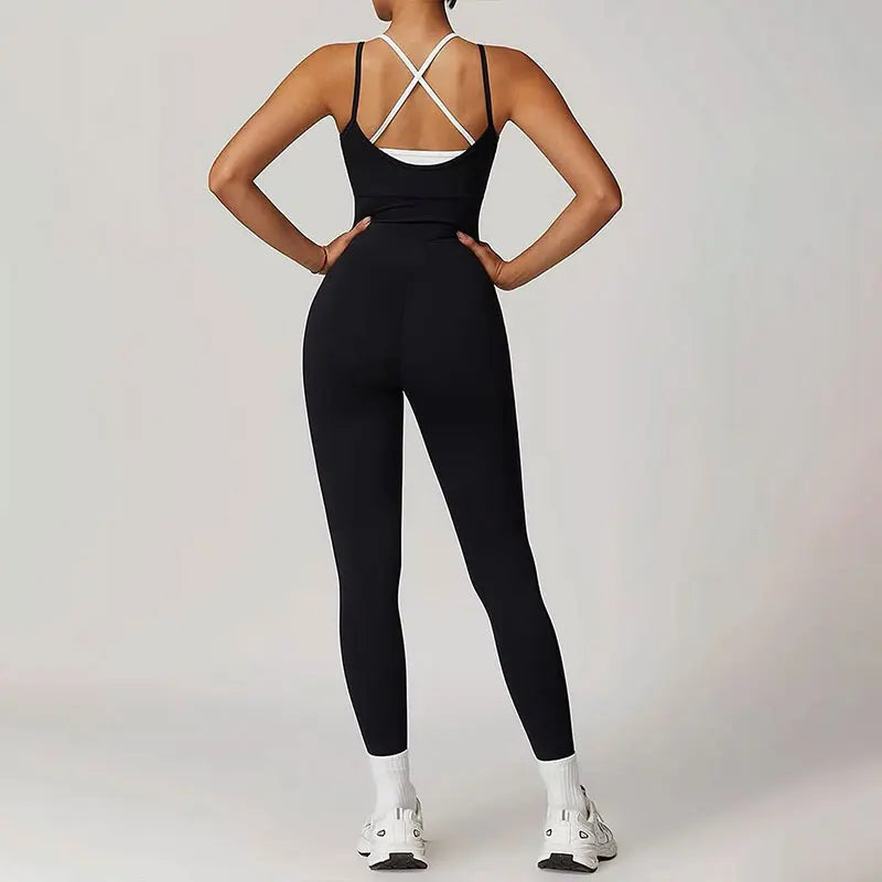 Sporty Women's Jumpsuits Black Sexy Backless Bodycon Female New Jumpsuits Streetwear Fashion O-Neck Sporty Elegant Lady Clothing