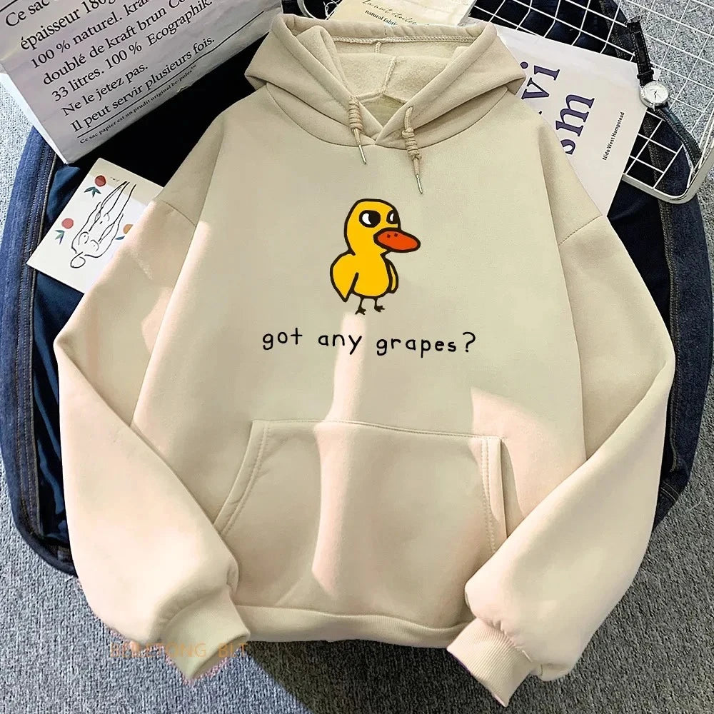 The Duck Song Got Any Grapes Printed Hoodies Kawaii Cartoon Women Sweatshirts Winter Soft Comfortable Hooded Clothing Streetwear
