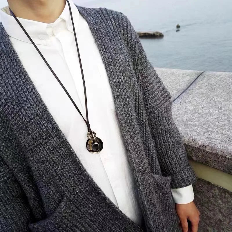 Colar Choker necklaces & pendants Men Necklace Fashion Jewelry Vintage kolye Leather Necklaces Men Statement Necklace for Women