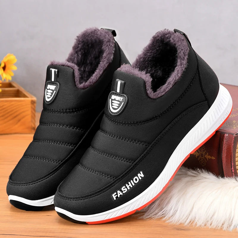 Winter Men Boots Warm Fur Snow Boots Slip on Casuals Sneakers Men Shoes NonSlip Ankel Boots Male Shoes Soft Bottom Couple shoes