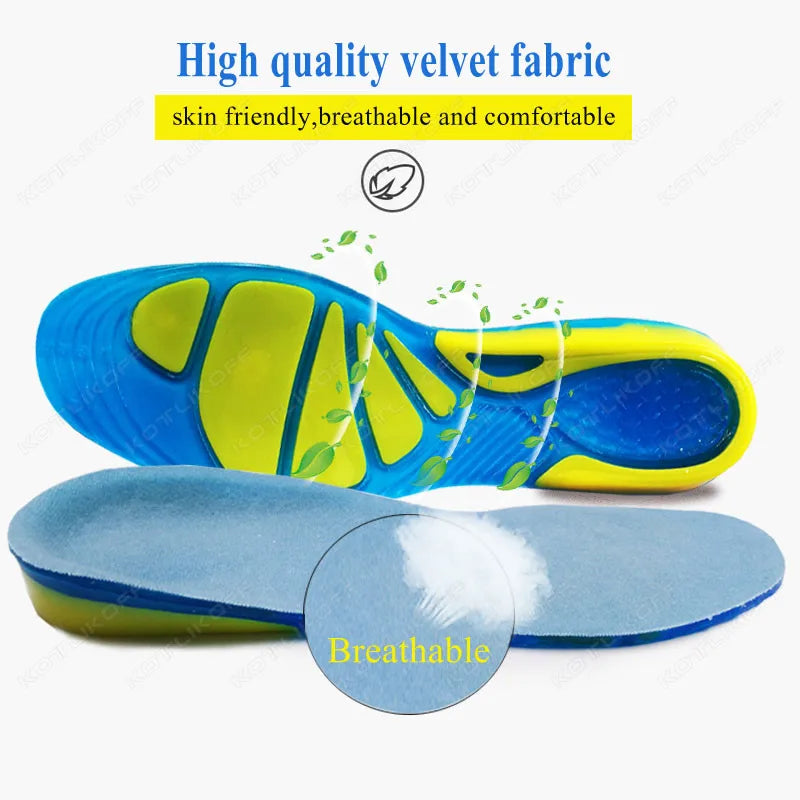 Silicon Gel Insoles Foot Care For Plantar Fasciitis Heel Spur Running Sport Insoles Shock Absorption Pads Arch Orthopedic Insole