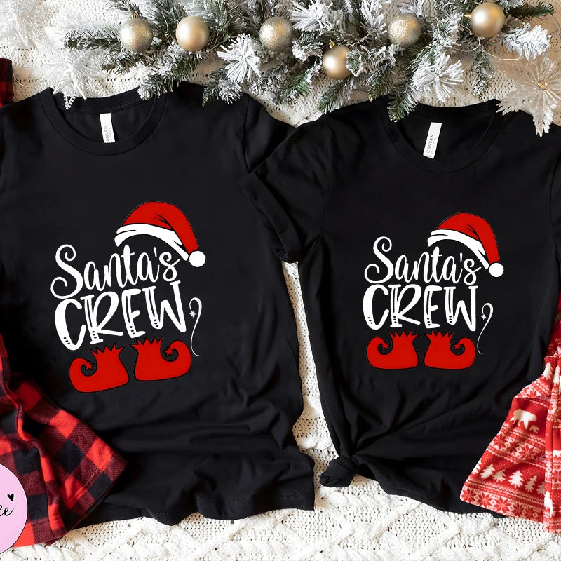 Santa's Crew Shirt Christmas T-shirts Santa Crew Family Outfit Cute Family Christmas Tee Shirts Family Party Tshirts Tops