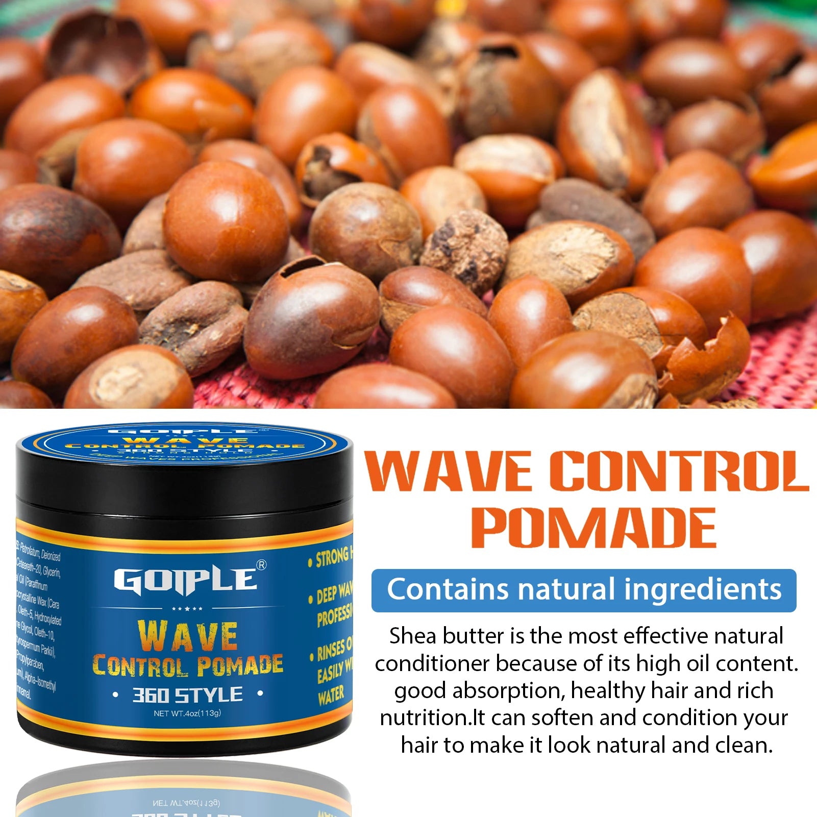 360 Styles Wave Pomade for Men Firm Hold Natural Shine Wave Training & Holding Pomade Easy to Wash Out Wave Grease