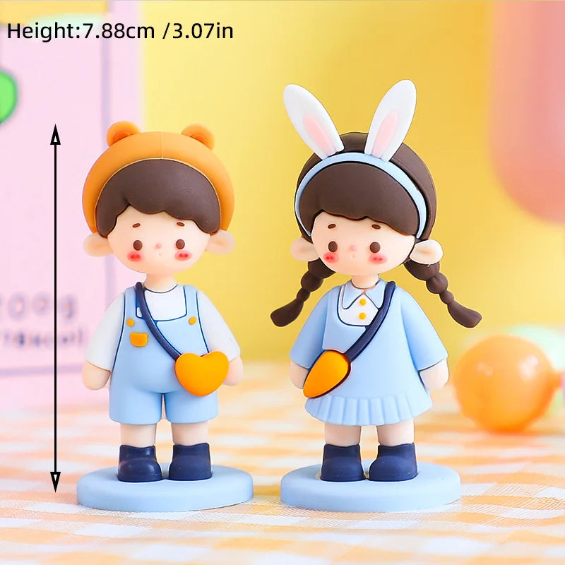 Valentine's Day Casual Wear Boys Girls Cake Decoration Cartoon Personality Couple Confession Doll for Birthday Cake Toppers