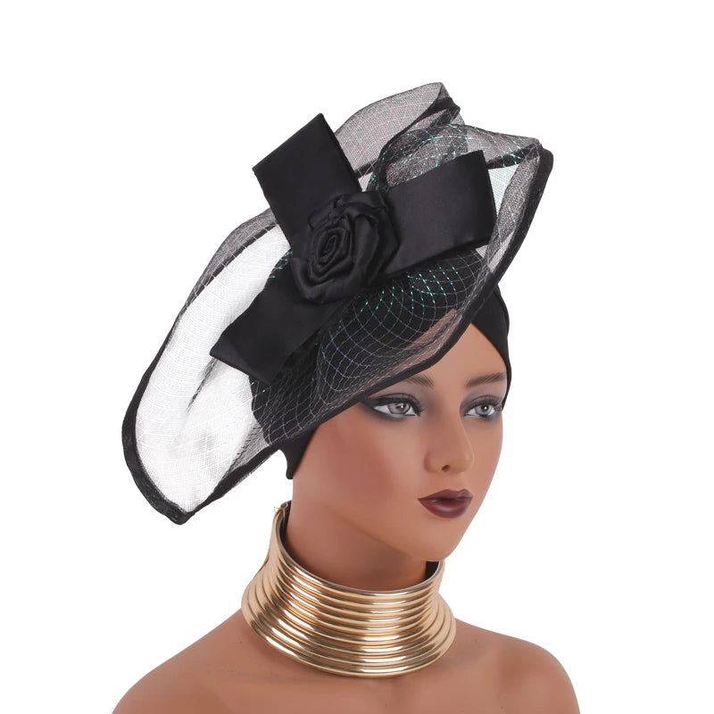 Retro Veil Turban Cap for Women Exaggerated Party Headpiece Hat African Head Wraps Bonnet Muslim Wrap Head Turbans