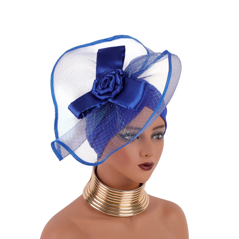 Retro Veil Turban Cap for Women Exaggerated Party Headpiece Hat African Head Wraps Bonnet Muslim Wrap Head Turbans