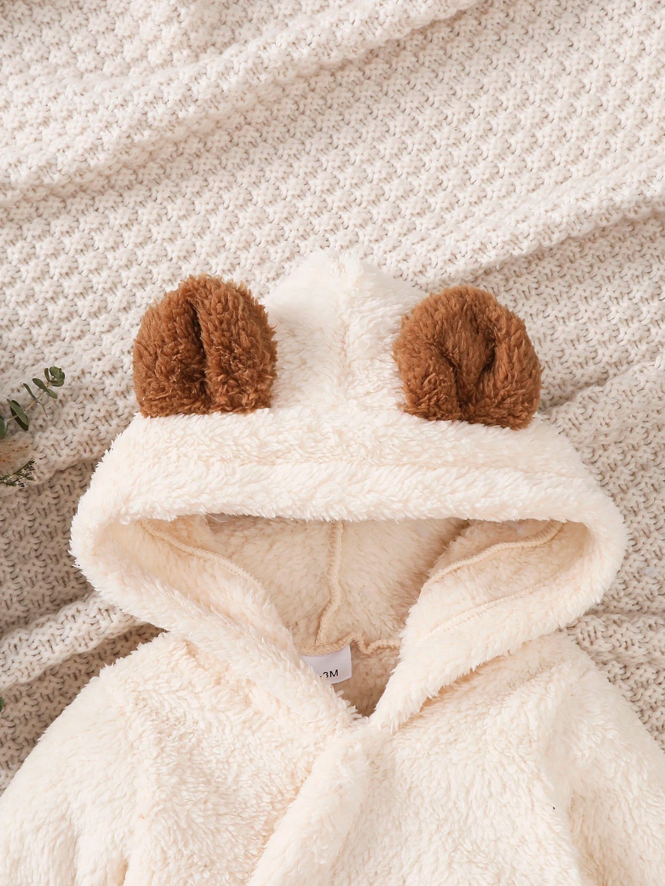 Winter  0-1  Years  Old  Infant  Baby  Boys  Bear   Print   Hooded   jumpsuit