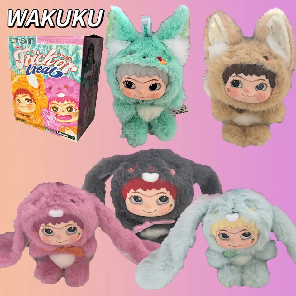 INew Genuine Wakuku Fox And Bunny Trick Treat Series Mystery Box Kawaii Vinyl Doll Plush Toy Kawaii Pendant Collection Toy Gifts
