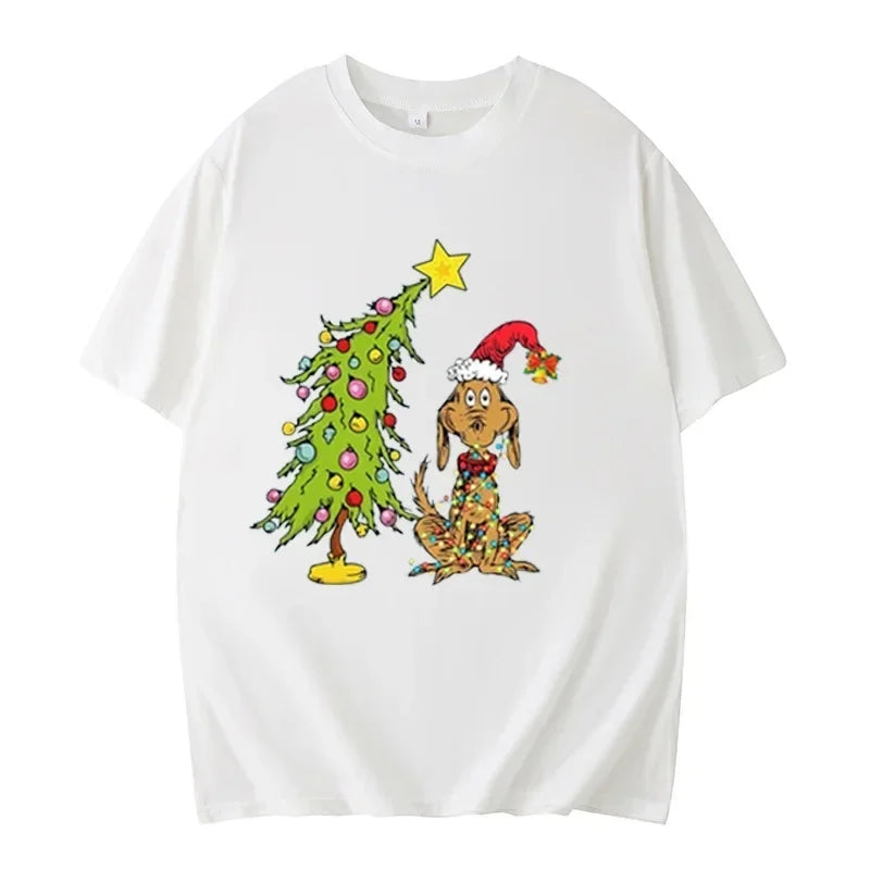 Funny Christmas Shirt for Family Christmas Party Hip Hop Streetwear Breathable Casual Crew Neck Tshir