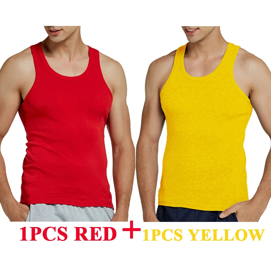 Tank Tops Men 100% Cotton Solid Vest Male Breathable Sleeveless Tops Slim Casual Gym Running Comfortable Undershirt Mens Gift