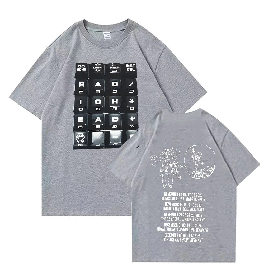 Radiohead 2025 Black Tour T-shirt Fashion Rock Band T Shirts Men Women Cotton Loose Tops Streetwear Summer Short Sleeve Clothes