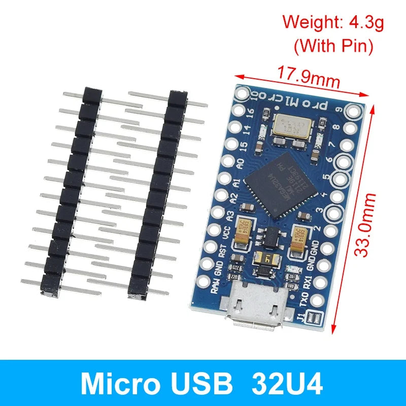 TZT Pro Micro ATmega32U4 5V 16MHz Original Chip Replace ATmega328 For Arduino Pro Mini With 2 Row Pin Header For Leonardo UNOR3