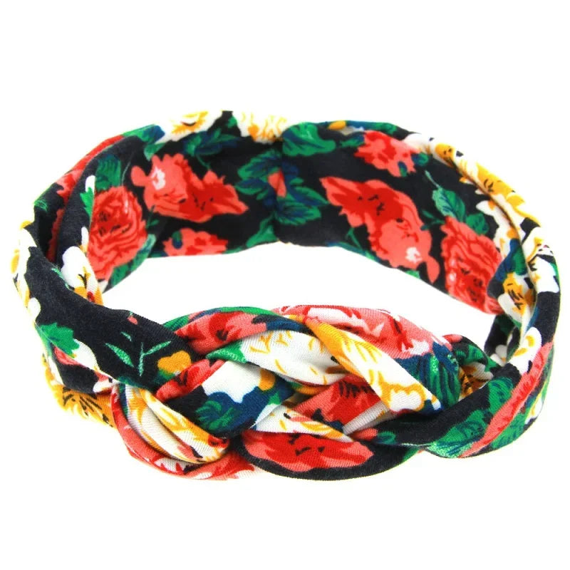 Fashion Baby Top Knot Headbands Kids Headwrap Cotton Flower Cross Elastic Girls Turban Tie Headwear Hair Band Accessories Gifts