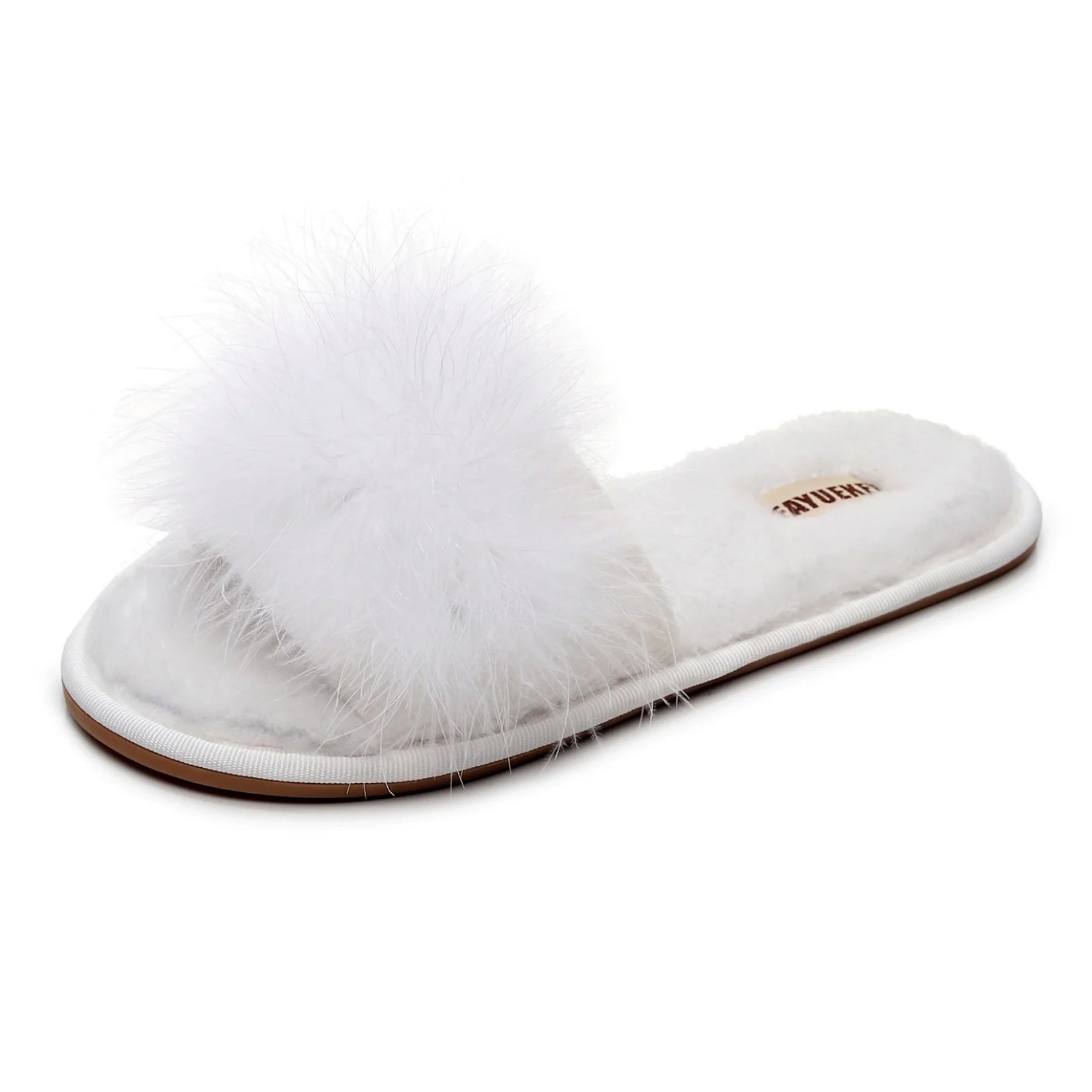 FAYUEKEY Spring Summer Winter Home Cotton Fluffy Plush Fur Slippers Women Wedding Floor Bedroom Flat Shoes