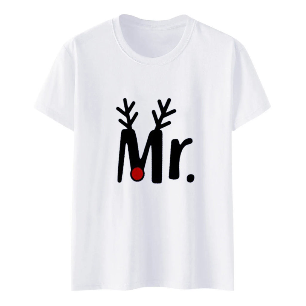 Merry Christmas Family Parent-child Clothing T-shirt Mr.and Mrs.Couple Short Sleeve 3D Printed Tops Unisex Kids Fashion Tees