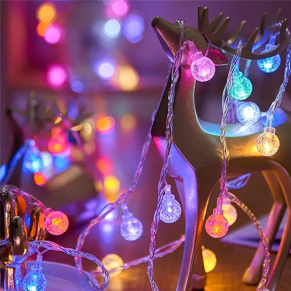 LED Bubble Ball String Lights Golden Glow Battery Operated Indoor Fairy Lights for Wedding Holidays New Year 2026 Decorations