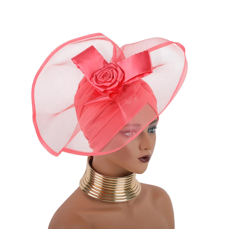 Retro Veil Turban Cap for Women Exaggerated Party Headpiece Hat African Head Wraps Bonnet Muslim Wrap Head Turbans