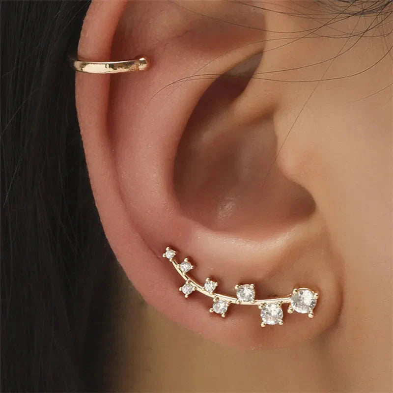 VAGZEB Bohemian NO Piercing Crystal Rhinestone Ear Cuff Wrap Stud Clip Earrings For Women Girl Trendy Earrings Jewelry Bijoux-18