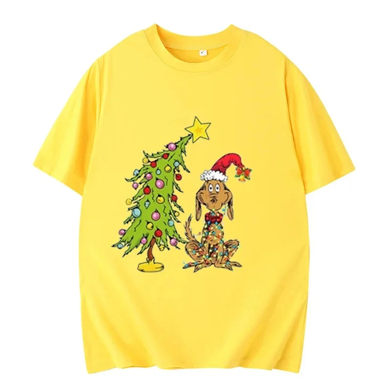 Funny Christmas Shirt for Family Christmas Party Hip Hop Streetwear Breathable Casual Crew Neck Tshir