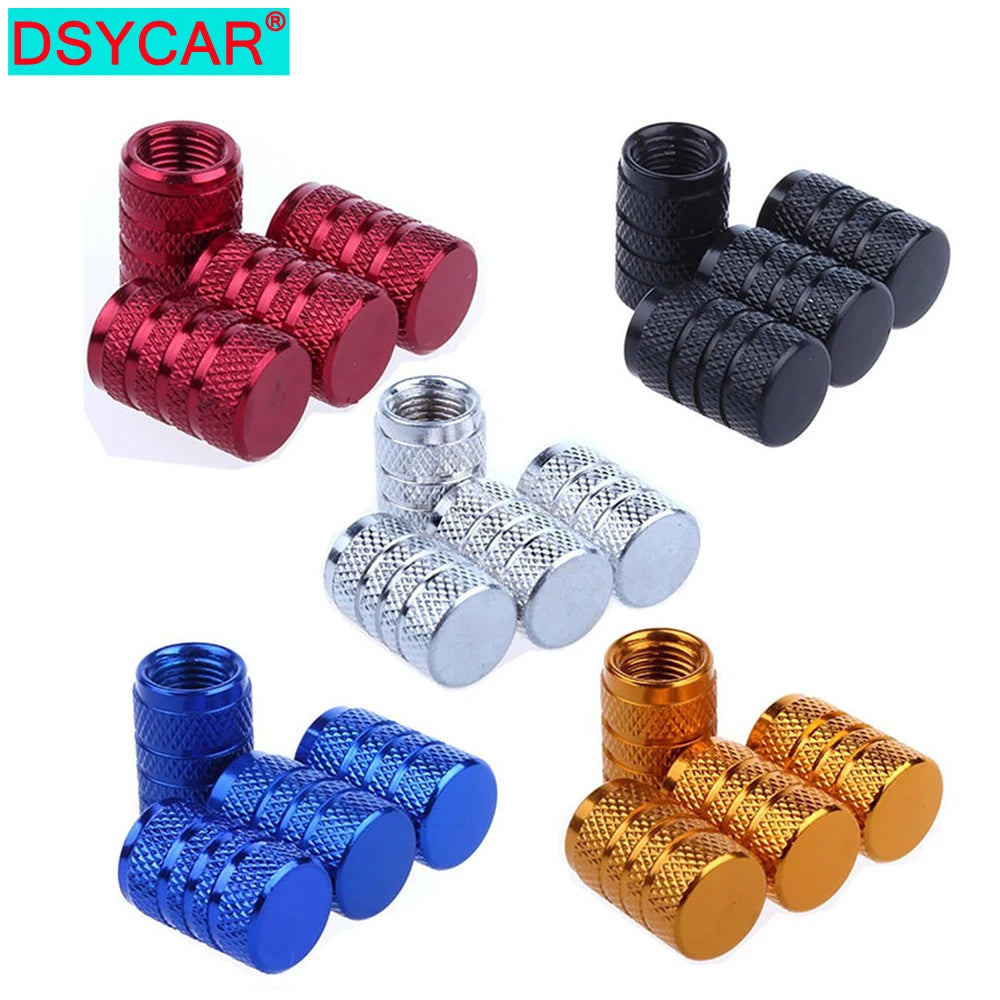 DSYCAR 4 pezzi argento valvola per pneumatici auto zigrinata tappo valvola pneumatico in alluminio stelo valvola aria tappo valvola pneumatico per US Schrader