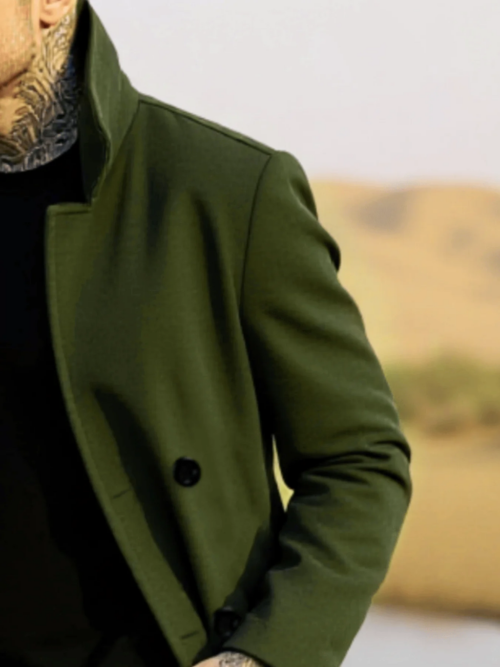 Winter Essential Trench! Men's Wool Coat with Lined Thermal Fabric: Classic Trench Style, Solid Jacket, Travel Ready!