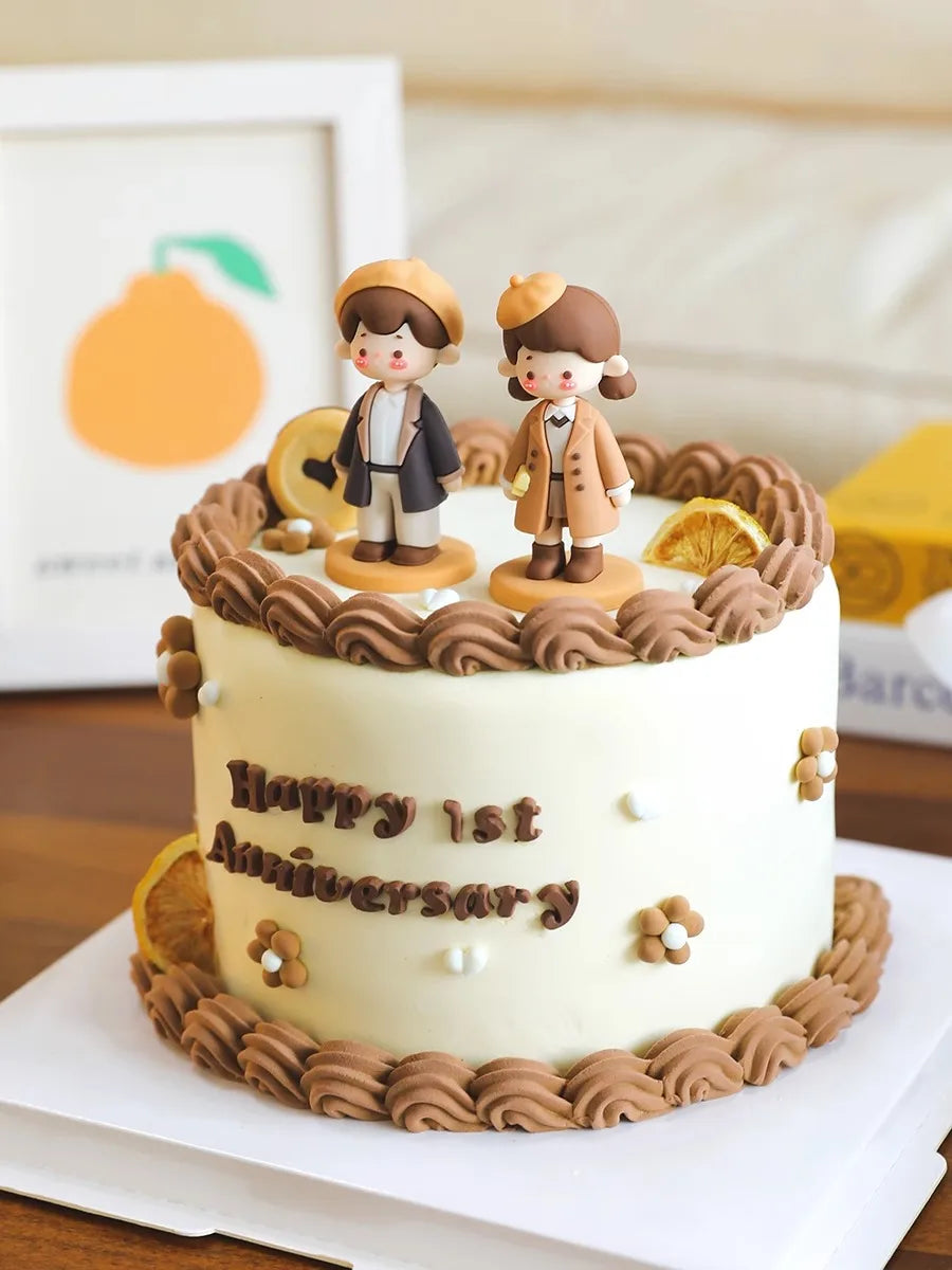Valentine's Day Casual Wear Boys Girls Cake Decoration Cartoon Personality Couple Confession Doll for Birthday Cake Toppers