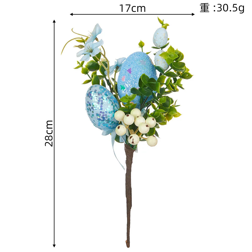 Easter Eggs Branch DIY Tree Artificial Flower Arrangements Bouquets Desktop Decoration Home Office Garden Easter Party Decor
