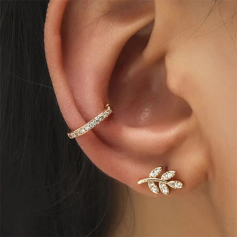 VAGZEB Bohemian NO Piercing Crystal Rhinestone Ear Cuff Wrap Stud Clip Earrings For Women Girl Trendy Earrings Jewelry Bijoux-15