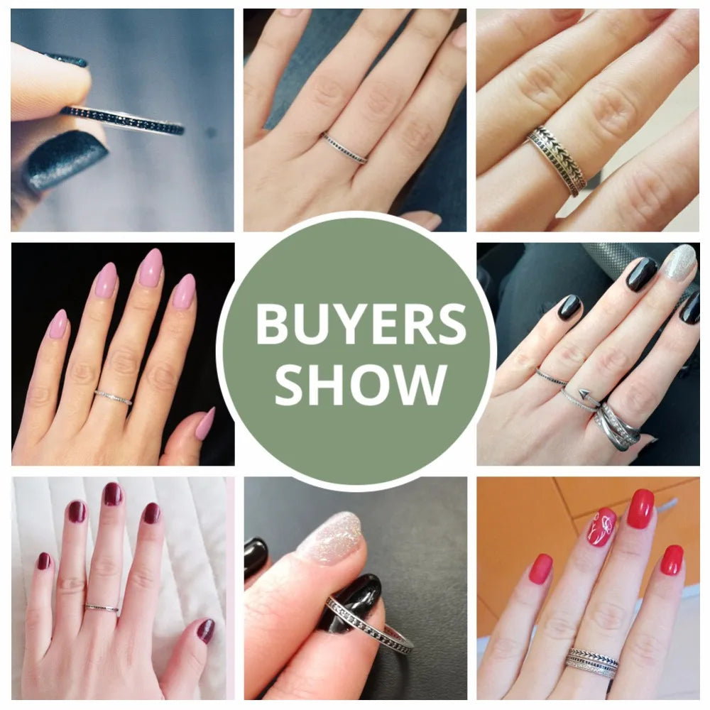 BAMOER Authentic 925 Sterling Silver Dazzling CZ Stackable Rings for Women Wedding Jewelry Mother Gift SCR114