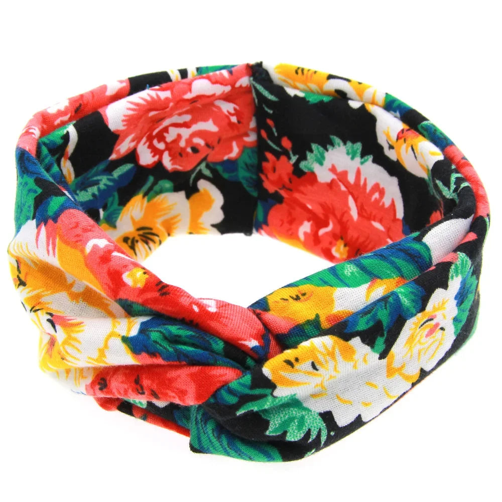 Fashion Baby Top Knot Headbands Kids Headwrap Cotton Flower Cross Elastic Girls Turban Tie Headwear Hair Band Accessories Gifts