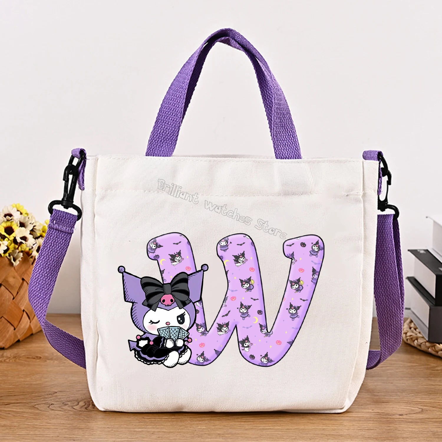 Kuromi Woman Shoulder Bag Cute Cartoon Handbag New Girls Large Capacity Crossbody Bag Fashion Portable Canvas Storage Bags Gift
