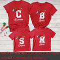 Personalized Christmas Family Matching Clothes Initial with Name Mom Dad Daughter Son Baby Tops Shirt Holiday Girl Boy T-shirt