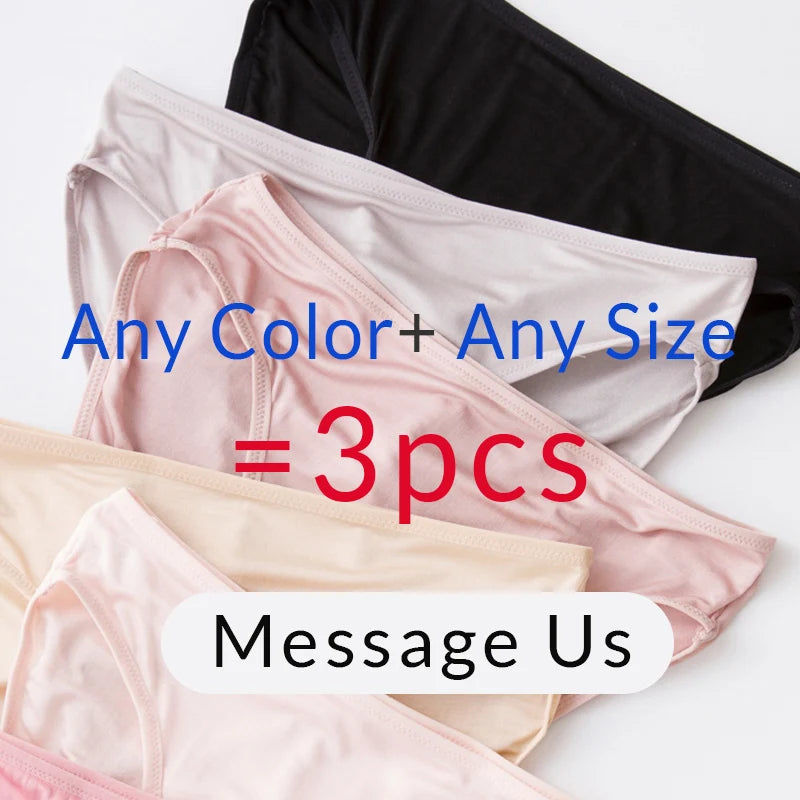 SuyaDream 3pcs/lot Women Panties 100%Natural silk Low-rise Briefs Healthy Basic Everyday Wear Underwears, Summer New Intimates