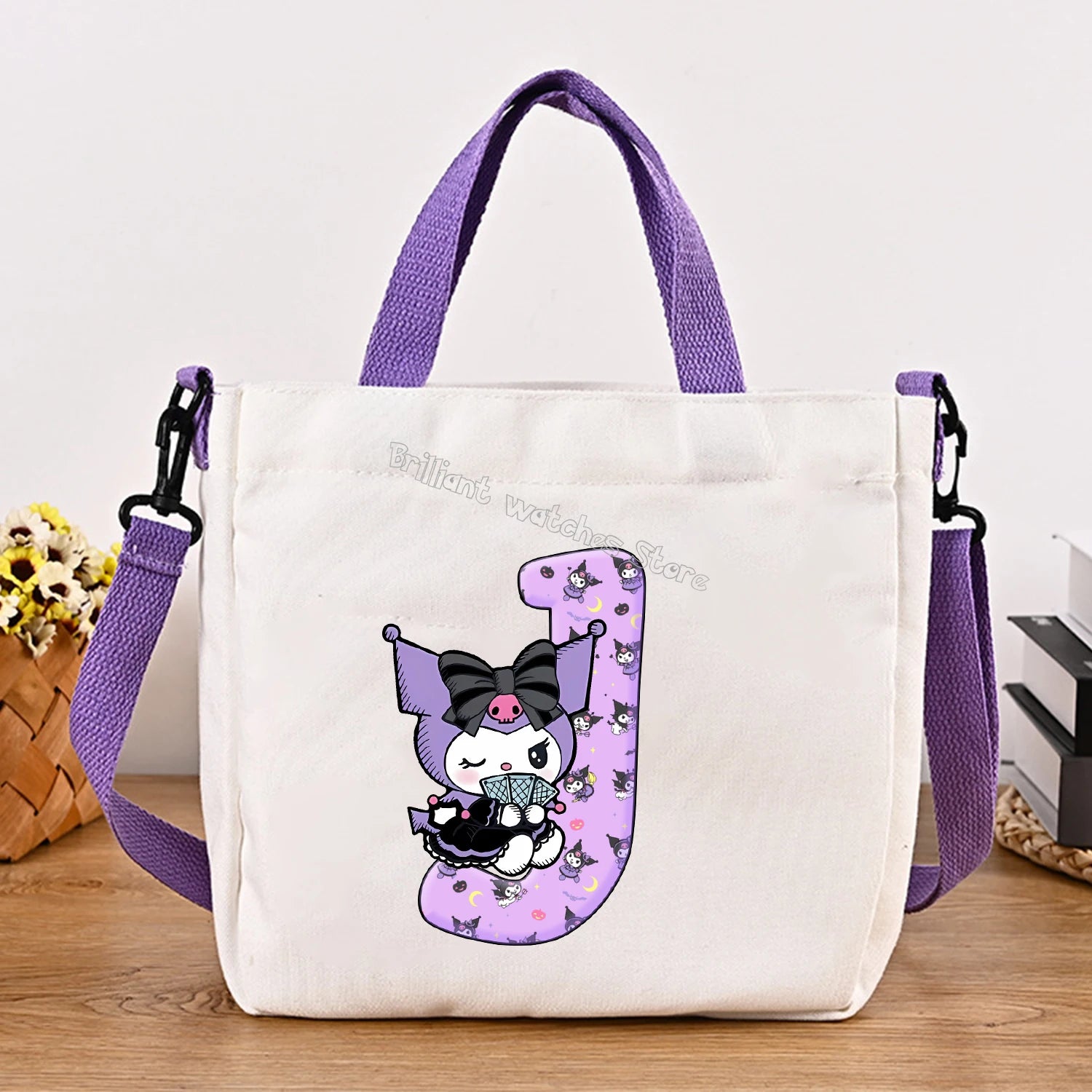 Kuromi Woman Shoulder Bag Cute Cartoon Handbag New Girls Large Capacity Crossbody Bag Fashion Portable Canvas Storage Bags Gift