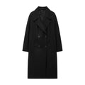 Winter Coat For Women 2024 Solid Lapel Double Breasted Long Cardigan Top Female Pokcet Streetwear Woman New In OuterCoat