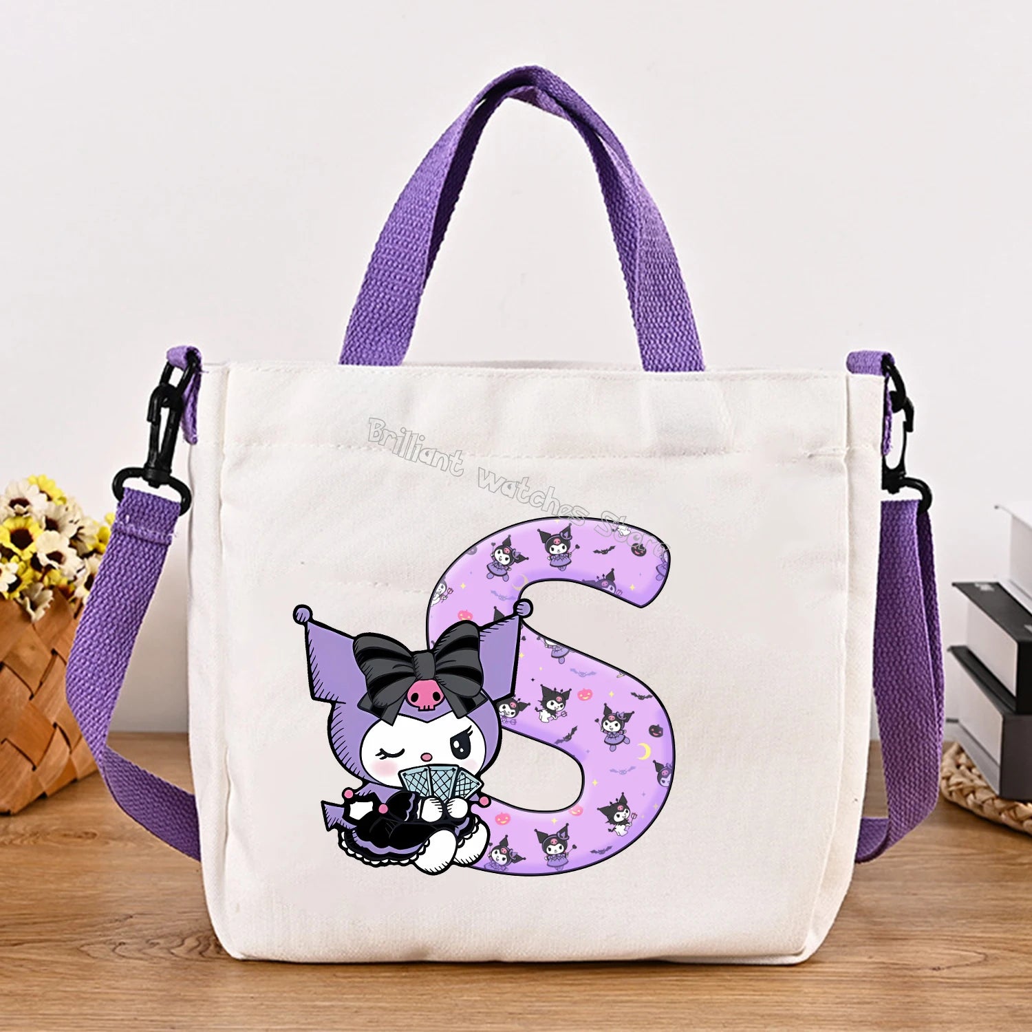 Kuromi Woman Shoulder Bag Cute Cartoon Handbag New Girls Large Capacity Crossbody Bag Fashion Portable Canvas Storage Bags Gift