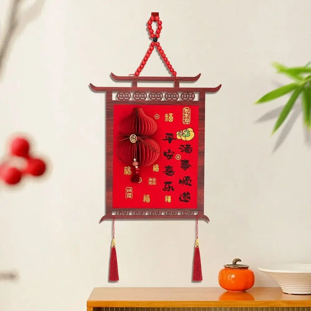 Traditional Chinese New Year Ornament Three-dimensional Double Sided Spring Festival Pendants Blessing with Tassel