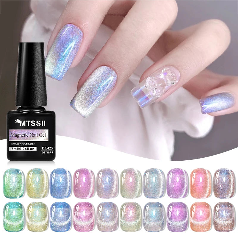 Auroras Glitter Cat Magnetic Gel Gel Polish Sparkling Glitter Laser Semi Permanent Soak Off UV Gel Varnish Manicure Nail Art DIY