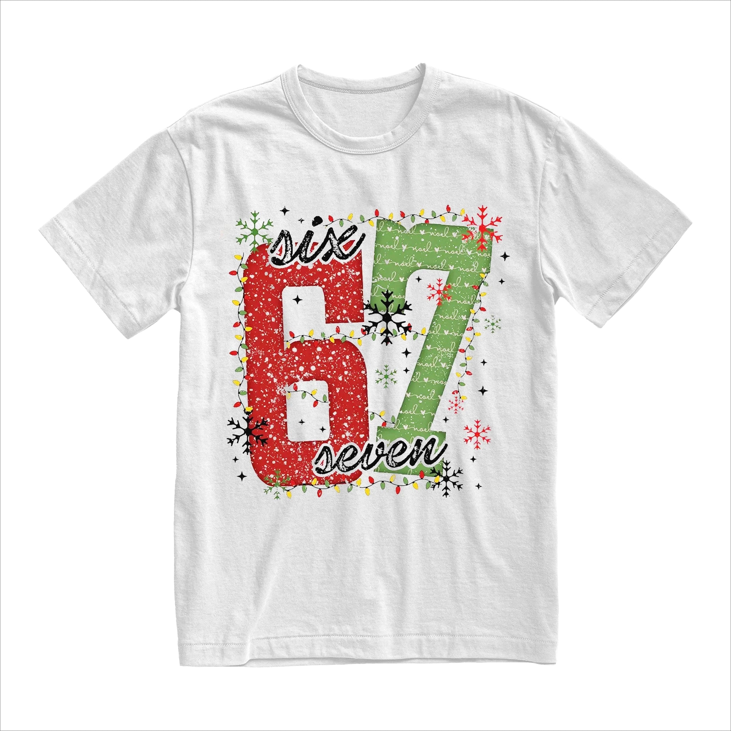 Christmas Six Seven 67 T-Shirt Funny Christmas Meme Tee Funny Christmas Parttern Printed Sweatshirt Women Family Clothing Top