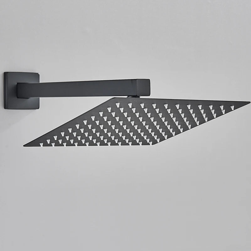 Rozin Brushed Golden Rainfall Shower Head Bathroom 8/10/12" Ultrathin Style Top Shower Head with Wall Mounted Shower Arm