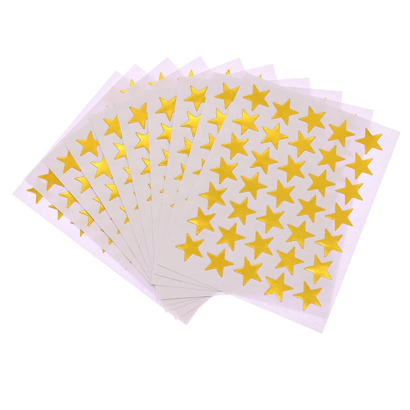 10 Sheets/Pack Gold-Plated Award Glitter Stickers Mother Teacher Praise Label Award Five-Pointed Star Love Sticker