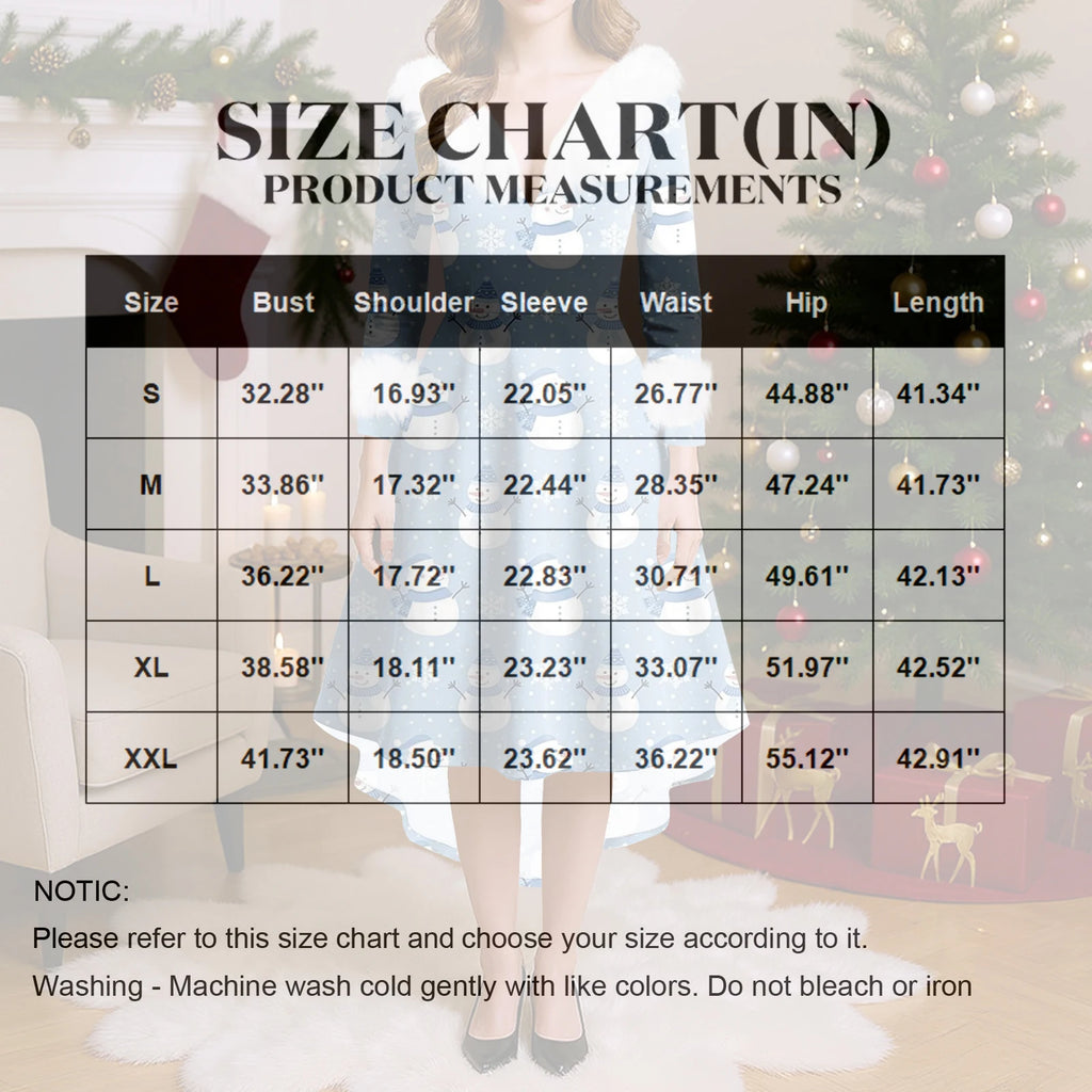 Winter Ladies' Christmas Printed Dress Party Dress Festive Vintage Casual Dress Christmas Day Atmosphere Clothing
