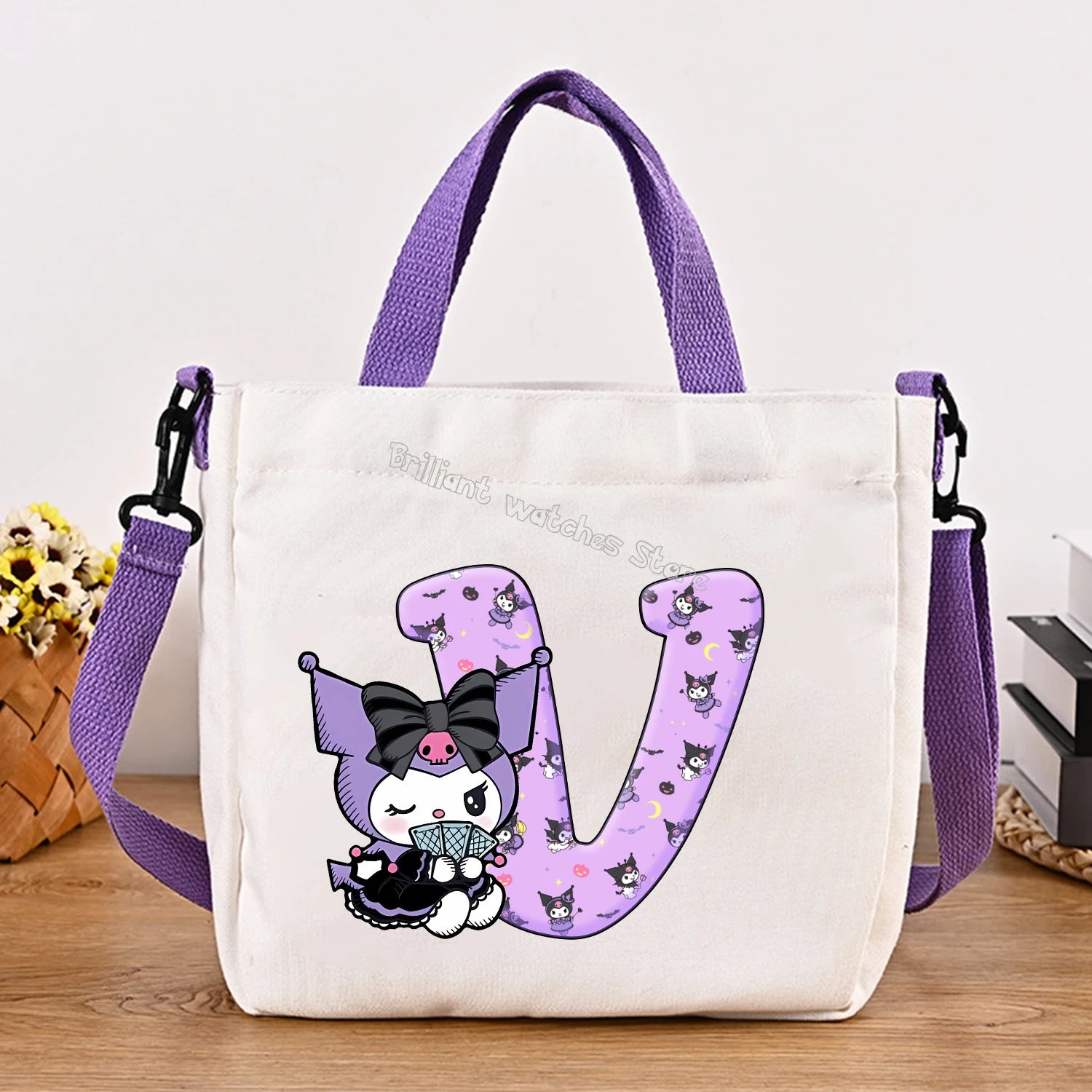 Kuromi Woman Shoulder Bag Cute Cartoon Handbag New Girls Large Capacity Crossbody Bag Fashion Portable Canvas Storage Bags Gift