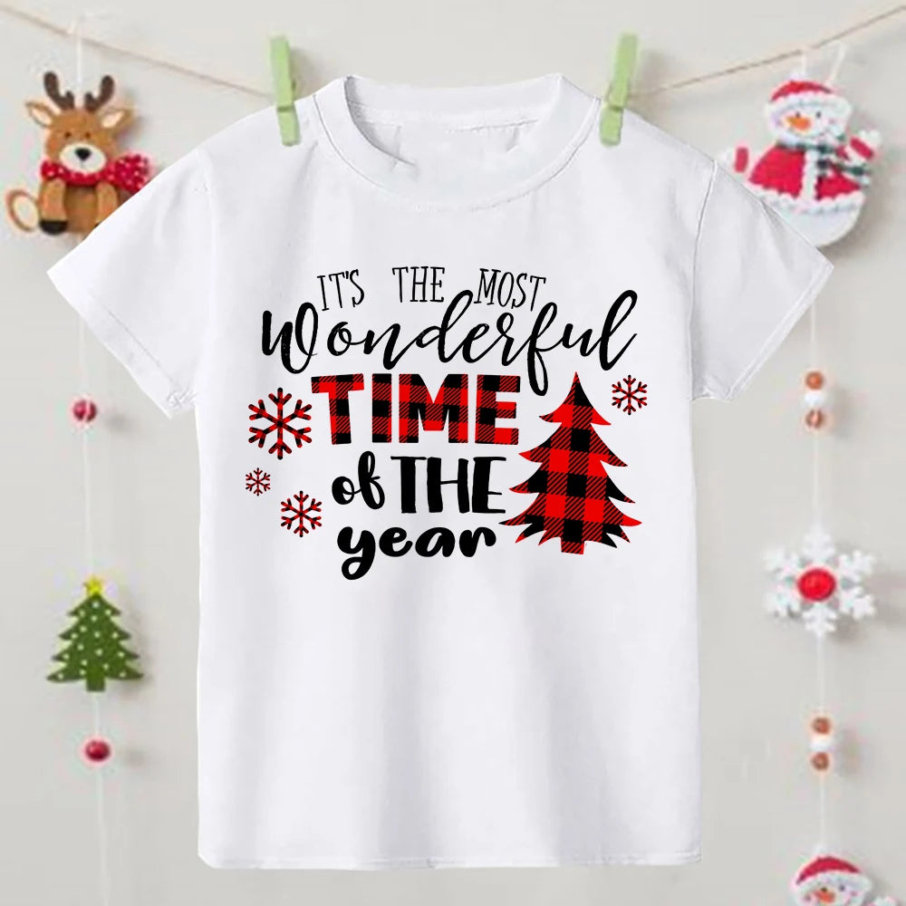 Christmas Family Matching Outfit T-shirt Xmas Party Gift It's The Most Wonderful Time of The Year Print Cute T Shirt Family Look