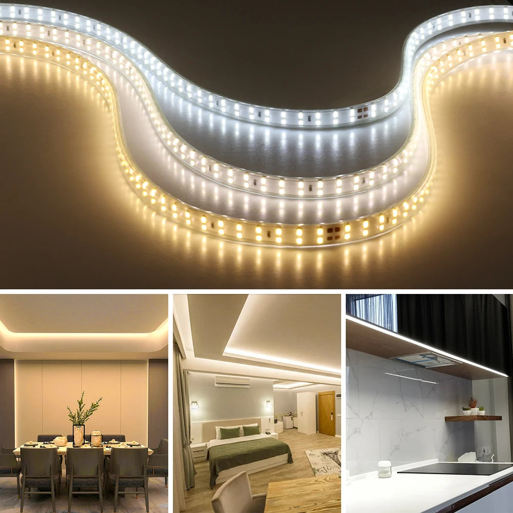 220V LED Strip 2835 High Safety High Brightness 180LEDs/m3000K 4000K 6000K Flexible LED Light Outdoor Waterproof LED Strip Light