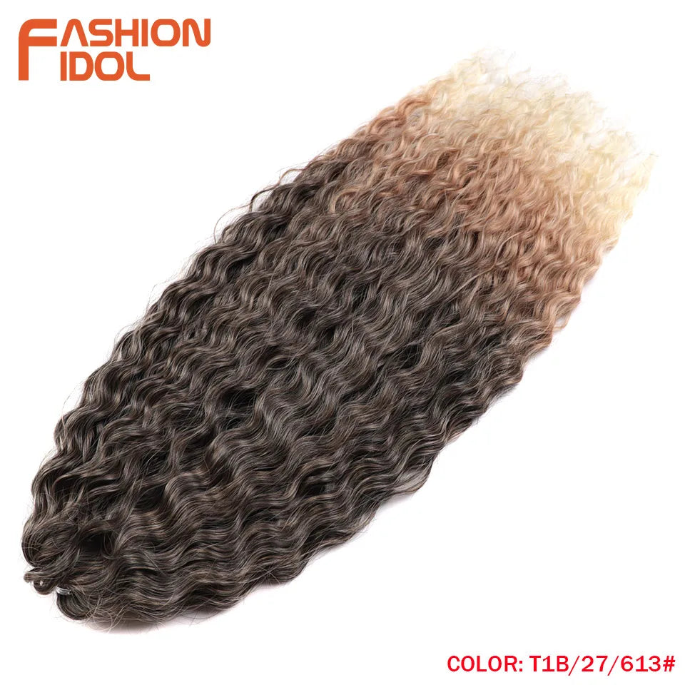 FASHION IDOL Ariel Twist Crochet Hair Synthetic 22 Inch 300g 3 Bundles Water Wave Hair Extensions Ombre Blonde Braid Curly Hair