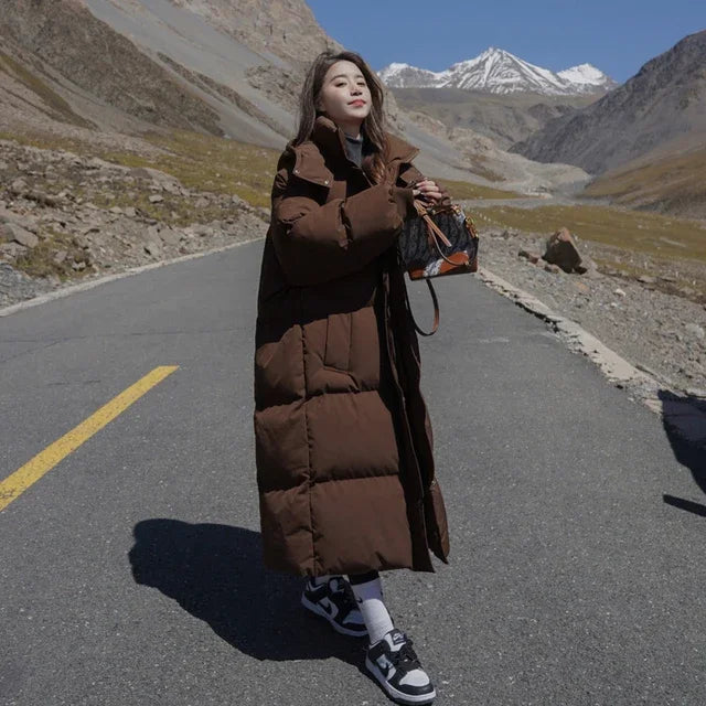 Winter Jacket 2025 New Long Coat Down Cotton Jackets Korean Loose Korean Fashion Bubble Coat Buggy Hooded Parkas Female Outwear