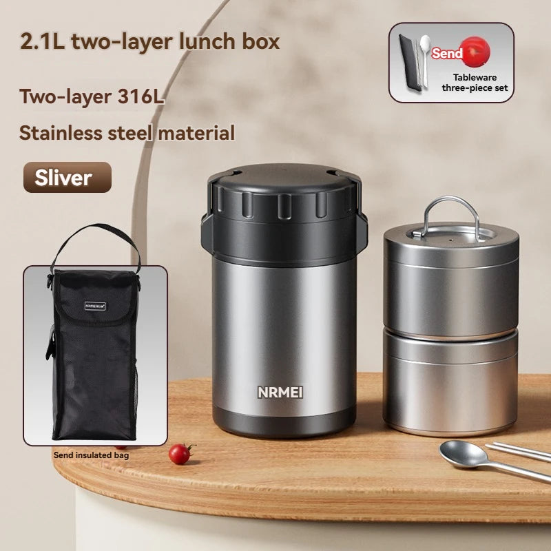 Stainless Steel Lunch Box, Large Capacity, Outdoor Portable Bento Box, Multi-Layer Thermal Food Storage Container, New Upgrade
