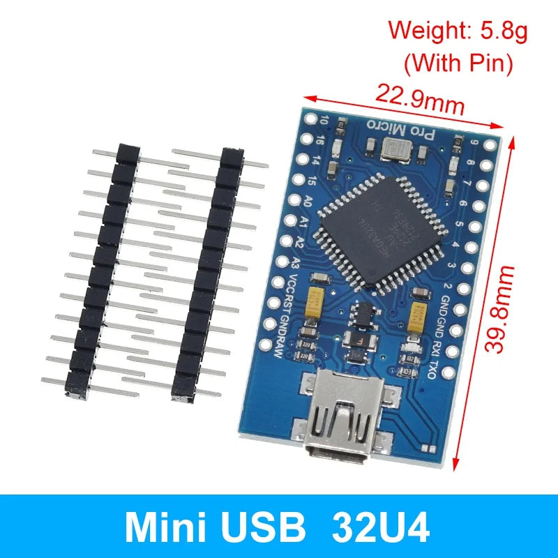 TZT Pro Micro ATmega32U4 5V 16MHz Original Chip Replace ATmega328 For Arduino Pro Mini With 2 Row Pin Header For Leonardo UNOR3